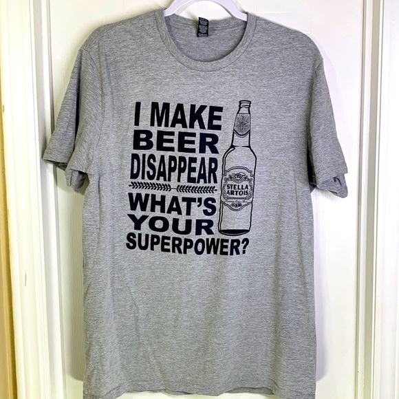 District - Gray Graphic Beer Shirt Size Large - Picture 1 of 5